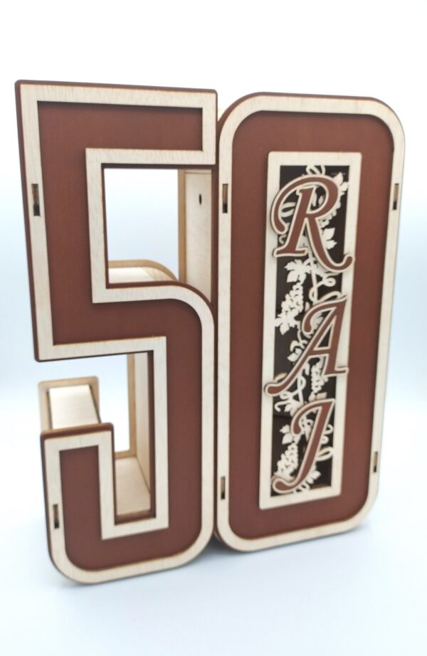 50th wooden CNC art Wine box - Image 4