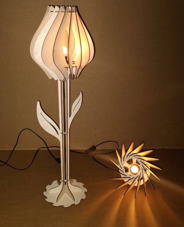 Tulip shape wooden cnc art night lamp