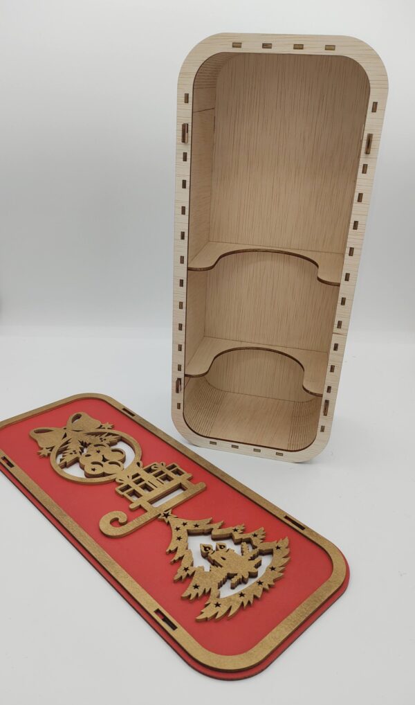 Wooden CNC art Wine box - Red - Image 3