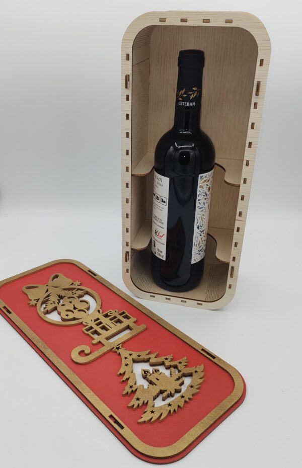 Wooden CNC art Wine box - Red