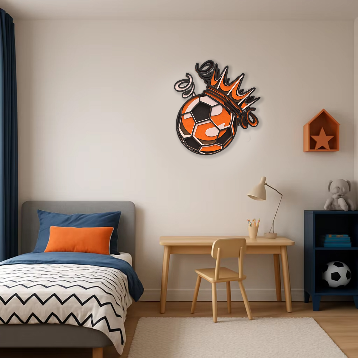 Multilayer Football wooden CNC art wall hanging 350mm - Image 4