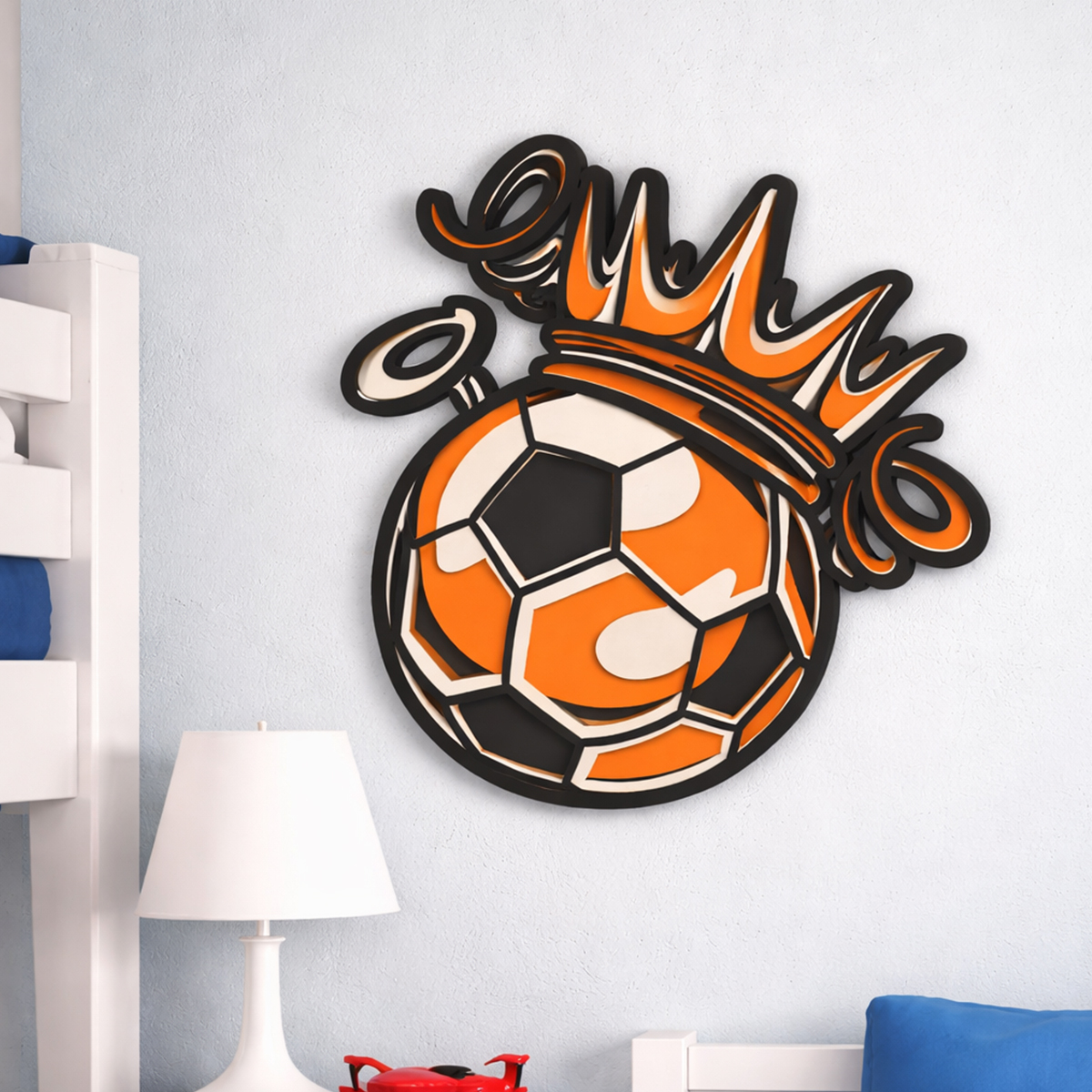Multilayer Football wooden CNC art wall hanging 350mm - Image 6