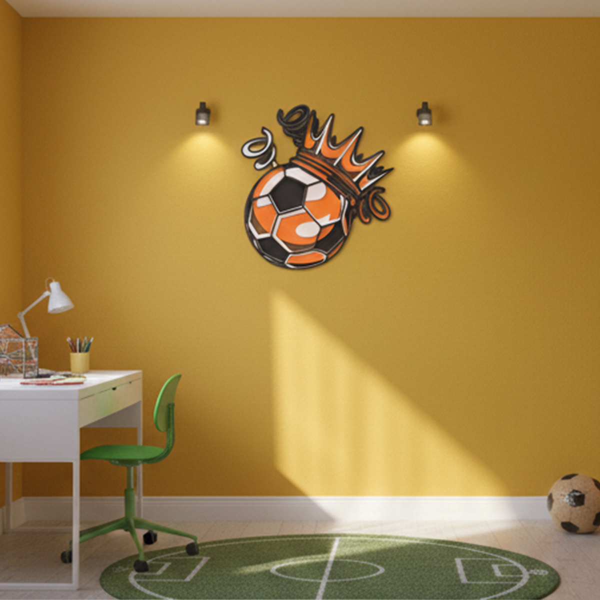 Multilayer Football wooden CNC art wall hanging 350mm - Image 3