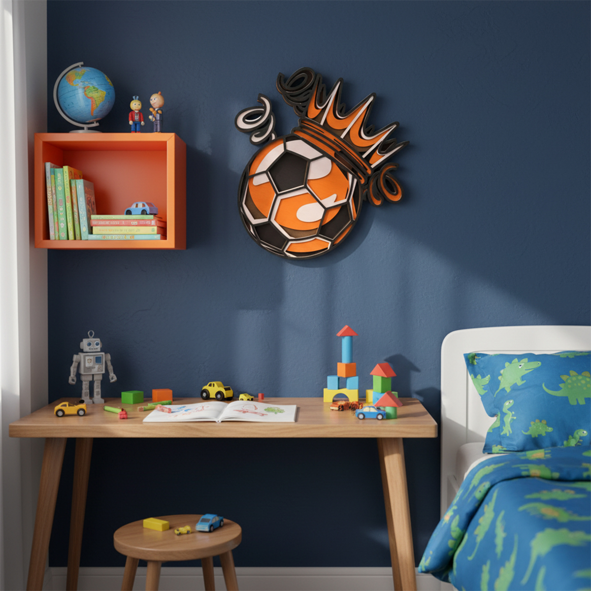 Multilayer Football wooden CNC art wall hanging 350mm