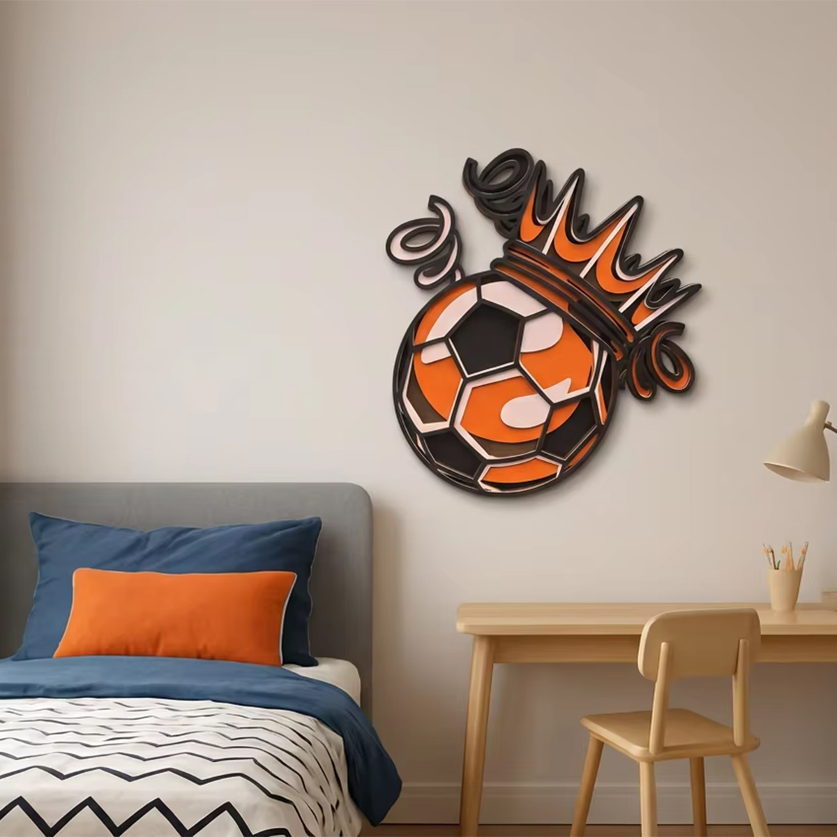 Multilayer Football wooden CNC art wall hanging 350mm - Image 2