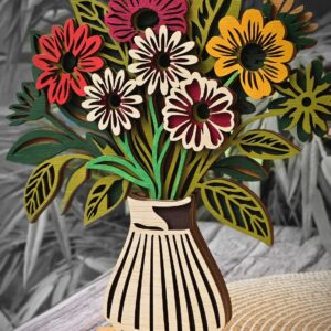 7 Layer wooden Flower Vas CNC art  Painted 300mm x 250mm