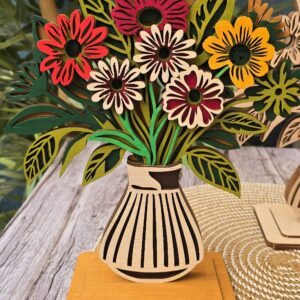 Alternative view of 7 Layer wooden Flower Vas CNC art  UnPainted 300mm x 250mm