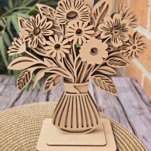7 Layer wooden Flower Vas CNC art  UnPainted 300mm x 250mm